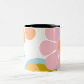 Retro Blume Groovy Hippie 60er 70er Zweifarbige Tasse (Mittel)