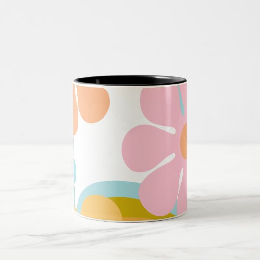 Retro Blume Groovy Hippie 60er 70er Zweifarbige Tasse (Mittel)