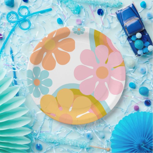 Retro Blume Groovy Hippie 60er Birthday Pappteller (Party)