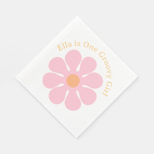 Retro Blume Groovy Hippie 60er Birthday Serviette (Ecke)