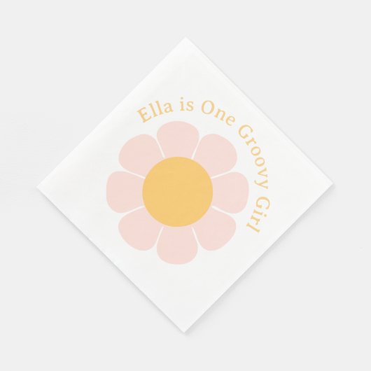 Retro Blume Groovy Hippie 60er Birthday Serviette (Ecke)