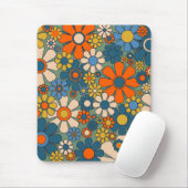 Retro Blume Groovy Multicolor 60er 70er Floral Mousepad (Mit Mouse)