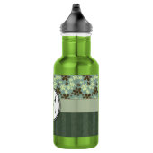Retro-Blume, grün mit Streifen und Monogramm Trinkflasche (Rechts)