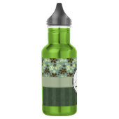 Retro-Blume, grün mit Streifen und Monogramm Trinkflasche (Links)