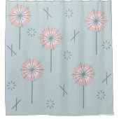 Retro-Blume grün rosa Duschvorhang (Vorderseite)