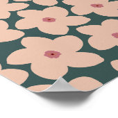 Retro-Blume grün und pfirsichfarben Poster (Ecke)