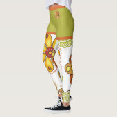 Retro Blume Hippie Orange Green Leggings (Links)
