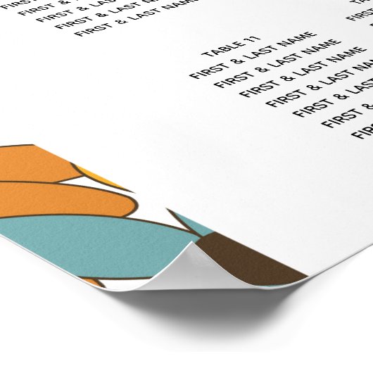 Retro-Blume-Hochzeitstabelle der 60er Jahre Poster (Ecke)