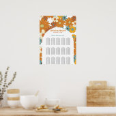 Retro-Blume-Hochzeitstabelle der 60er Jahre Poster (Küche)