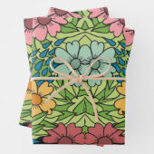Retro-Blume im großen Maßstab mehrfarbig Geschenkpapier Set (Beispiel)