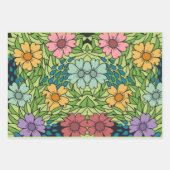 Retro-Blume im großen Maßstab mehrfarbig Geschenkpapier Set (Vorderseite)