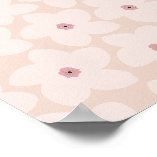 Retro-Blume in Rosa Poster (Ecke)