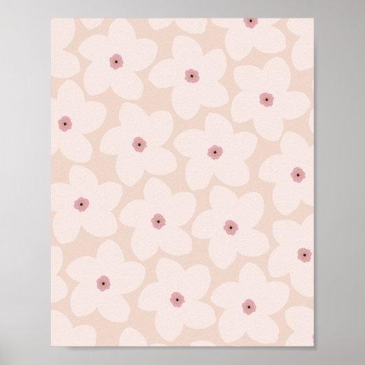 Retro-Blume in Rosa Poster (Vorne)