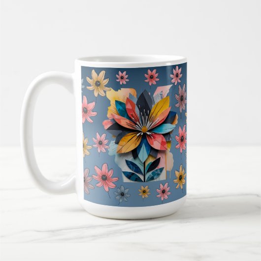 Retro Blume Kaffee Tasse 15oz (Links)