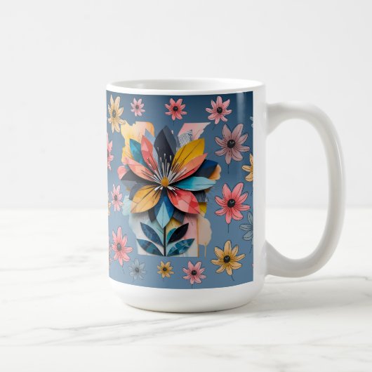 Retro Blume Kaffee Tasse 15oz (Rechts)