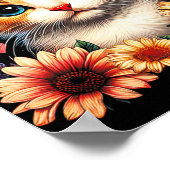 Retro Blume Katze Liebe Kite mit Blume Anim Poster (Ecke)