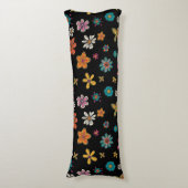 Retro-Blume Kissen - Schwarze Blume (Vorderseite Vertikal)