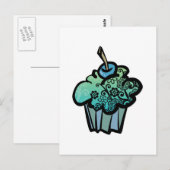 Retro-Blume-Kuchen Postkarte (Vorne/Hinten)