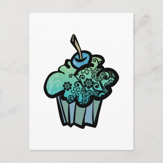 Retro-Blume-Kuchen Postkarte (Vorderseite)