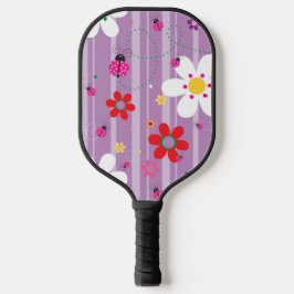 Retro-Blume Ladybug 60er 70er Jahre Illustration Pickleball Schläger