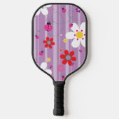 Retro-Blume Ladybug 60er 70er Jahre Illustration Pickleball Schläger (Rückseite)