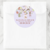 Retro-Blume & Lavendelstreifen hängen Mason Jar Runder Aufkleber (Tasche)