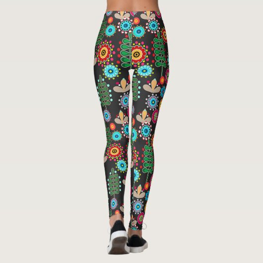 Retro, Blume Leggings (Rückseite)