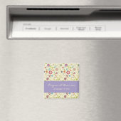 Retro-Blume ・ Lila ・ Speichern des Datumsfensters Magnet (In Situ (Geschirrspüler))