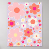 Retro-Blume Lilac Pink Orange Poster (Vorne)
