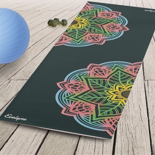 Retro Blume Mandala Personalisiert Yogamatte