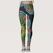 Retro Blume Mandala Yoga Leggings (Vorderseite)