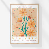 Retro Blume Market New York Orange Abstrakt Poster