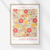 Retro Blume Markt Amsterdam Rote Gelbe Blumen Poster