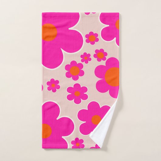 Retro Blume Markt Florenz Abstrakt Rosa Blüte Badhandtuch Set (Handtuch)