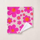 Retro Blume Markt Florenz Abstrakt Rosa Blüte Badhandtuch Set (Waschlappen)