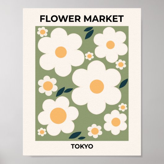 Retro-Blume Markt Tokio Abstrakte Blume Poster (Vorne)