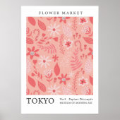 Retro Blume Markt Tokio Rosa Abstrakte Blume Poster (Vorne)