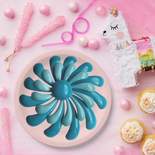 Retro-Blume - MCM Frühjahrsgarten Hochzeit Pappteller (Party)