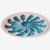 Retro-Blume - MCM Frühjahrsgarten Hochzeit Pappteller (Schrägansicht)