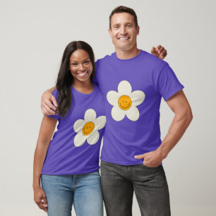 Retro-Blume mit einem leichten Gesicht T-Shirt