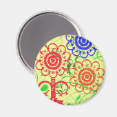Retro-Blume mit Wirbel Magnet (Vorderseite/Rückseite)