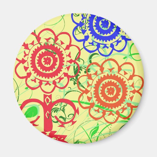 Retro-Blume mit Wirbel Magnet (Vorne)