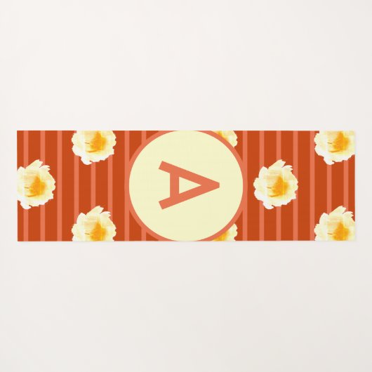 Retro-Blume Monogramm Yogamatte (Rückseite (Horizontal))