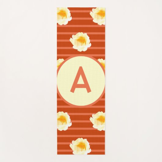 Retro-Blume Monogramm Yogamatte (Vorderseite)