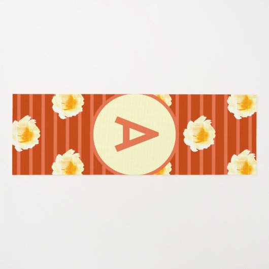 Retro-Blume Monogramm Yogamatte (Vorderseite (Horizontal))