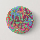 Retro-Blume Muster Boho Design Button (Vorderseite)