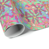 Retro-Blume Muster Boho Design Geschenkpapier (Rolleneckpunkt)