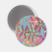 Retro-Blume Muster Boho Design Magnet (Vorderseite/Rückseite)