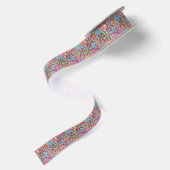 Retro-Blume Muster Boho Design Satinband (Rückseite)