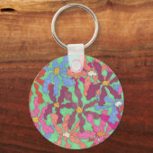 Retro-Blume Muster Boho Design Schlüsselanhänger (Vorderseite)